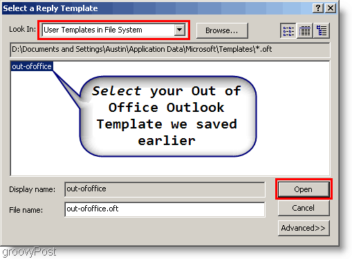 Outlook 2007 - ustvarite predlogo za Outlook, izberite predlogo