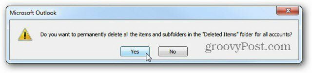 Samodejno izpraznite izbrisane predmete v Outlooku 2010 ob izhodu
