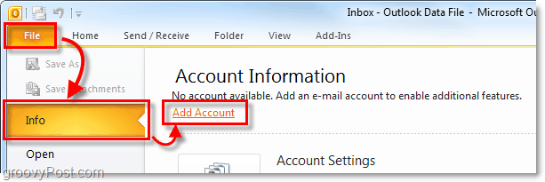 dodaj Gmail v Outlook 2010