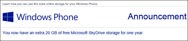 Uporabniki sistema Windows Phone dobijo 20 GB brezplačnega prostora SkyDrive