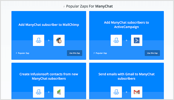 Molly Pitmann pravi, da integracija Zapier omogoča, da v svojo programsko opremo za avtomatizacijo pošljete e-poštni naslov, ki ga uporabnik navede v programu Messenger.