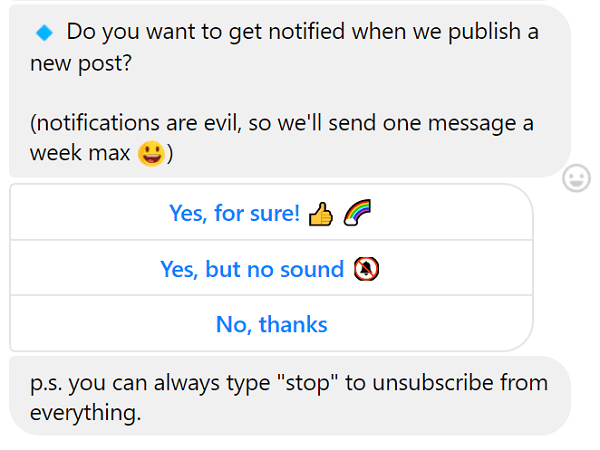 Vedno lahko onemogočite sporočila chatbot.