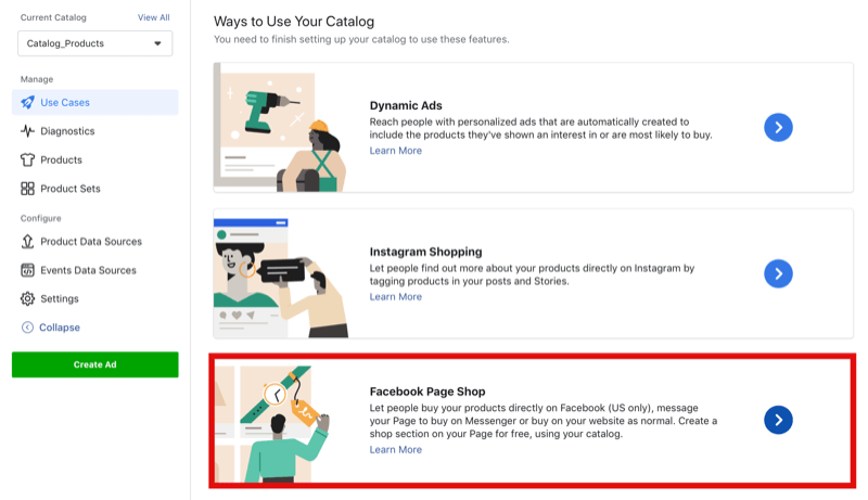 kako povezati Facebook katalog s Facebook trgovino -