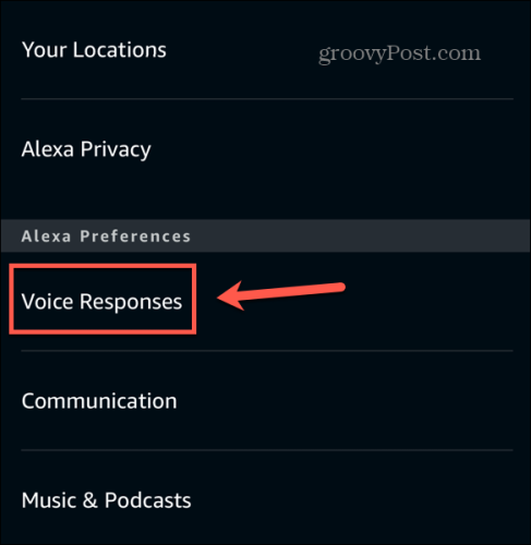 glasovni odziv aplikacije alexa