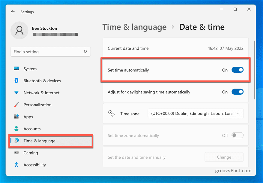 Nastavitev časovnega pasu v sistemu Windows 11