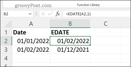 Nadaljnji primeri formule EDATE v Excelu