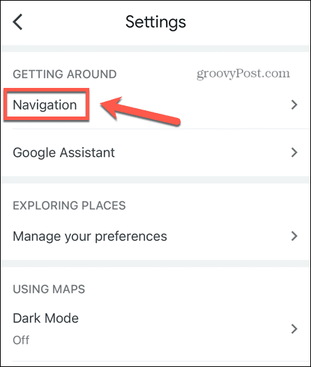 nastavitve navigacije google maps