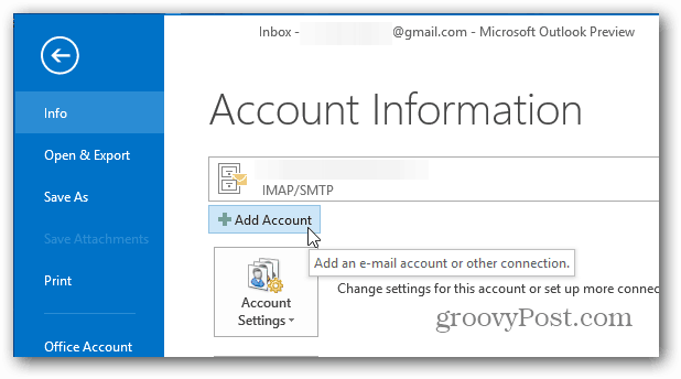 Dodaj račun Outlook 2013