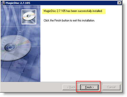 Zaključite namestitev MagicISO v Windows Server 2008