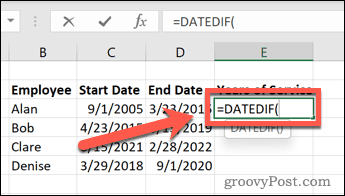 funkcija excel datedif