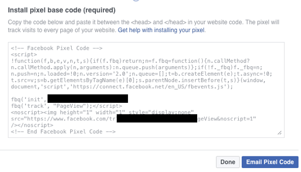 Prepričajte se, da je na vašem spletnem mestu nameščena osnovna koda Facebook pixel.