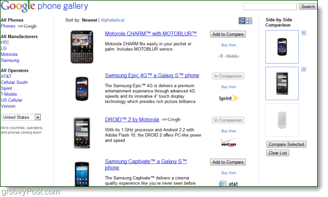 Google namesto Nexusa One predstavil galerijo telefonov