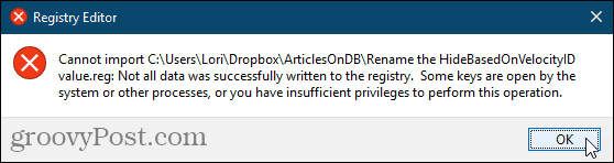 Datoteke reg ni mogoče uvoziti za sistem Windows Registry