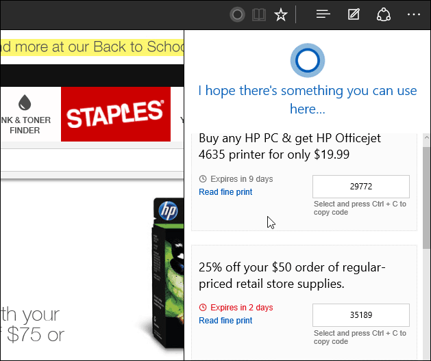 Spletna stran Staples Edge Windows 10