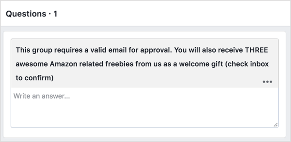 Prosite potencialne člane Facebook skupine, naj v zameno za brezplačni račun navedejo svoj e-poštni naslov.