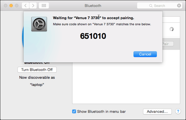 Bluetooth seznanjanje na strani Mac