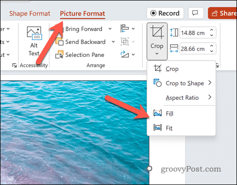 Izpolnite PowerPointovo obliko s sliko in jo prilagodite ali zapolnite