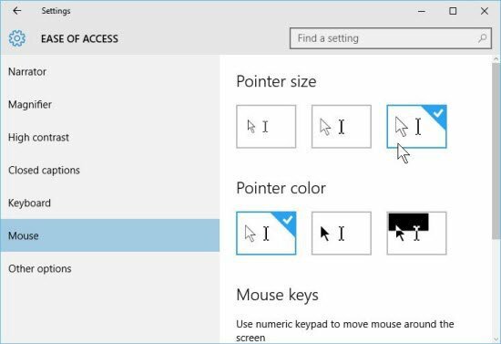Namig za Windows 10: Povečajte velikost in barvo kazalca miške