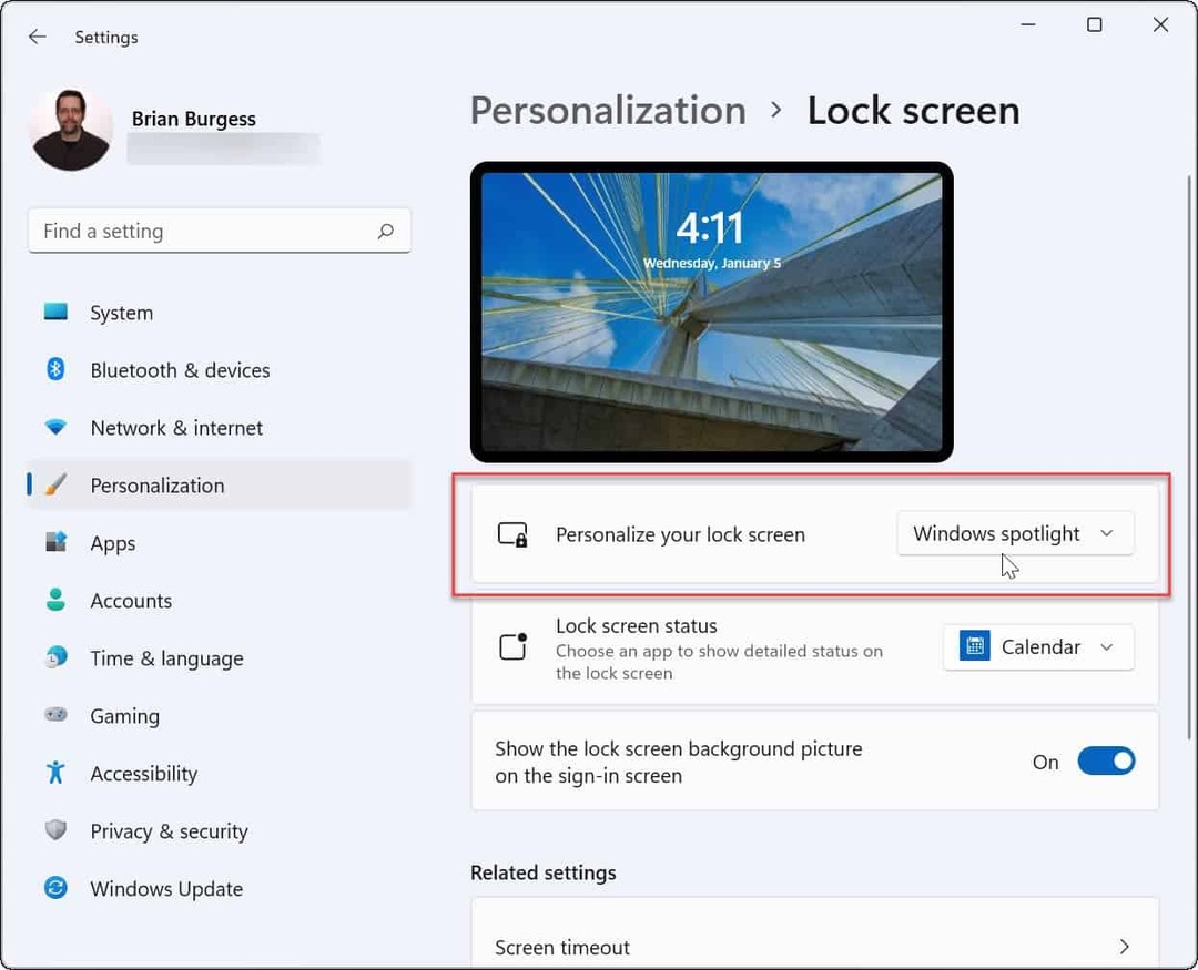 Prilagodite zaklenjeni zaslon Windows 11