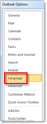 prilagodite možnosti jezika jezika Office 200