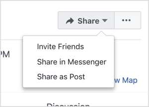 Promovirajte svoj Facebook dogodek tako, da povabite prijatelje in ga delite prek Messengerja in kot objava.