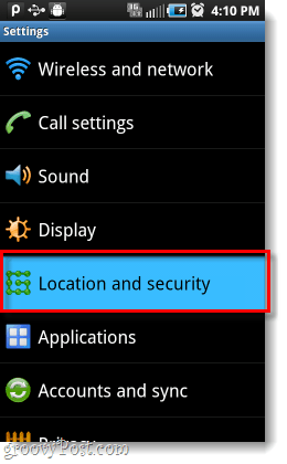 Lokacija in varnostne nastavitve za Android