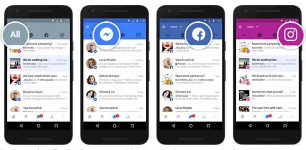 Facebook je podjetjem omogočil, da svoje račune Facebook, Messenger in Instagram povežejo v eno mapo »Prejeto«, tako da lahko upravljajo komunikacije na enem mestu.