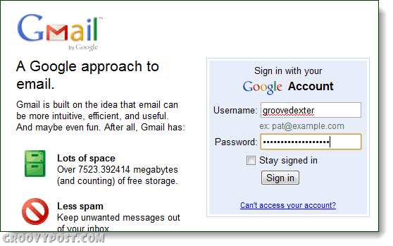 Gmail pristop k prijavi po e-pošti
