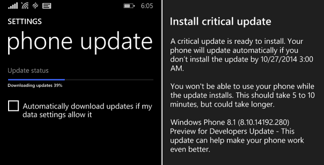 Windows Phone 8-1 Kritična posodobitev