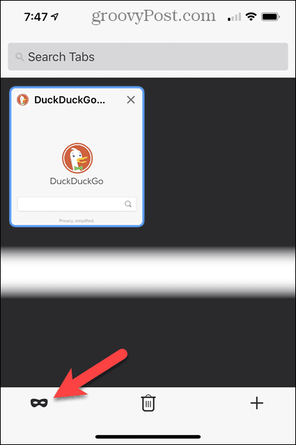 Dotaknite se gumba za zasebno brskanje v Firefoxu v iOS-u