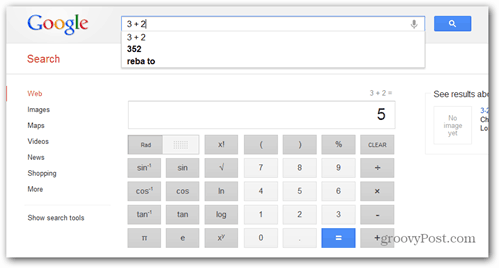 Google Iskanje ima vgrajen znanstveni kalkulator