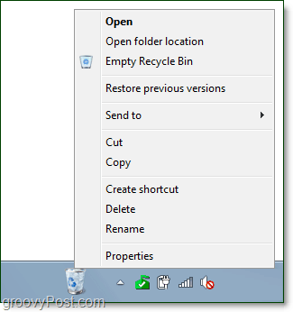 popolnoma funkcionalen koš za smeti na opravilni vrstici v operacijskem sistemu Windows 7