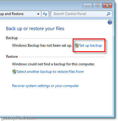 Varnostno kopiranje za Windows 7 - nastavite varnostno kopijo