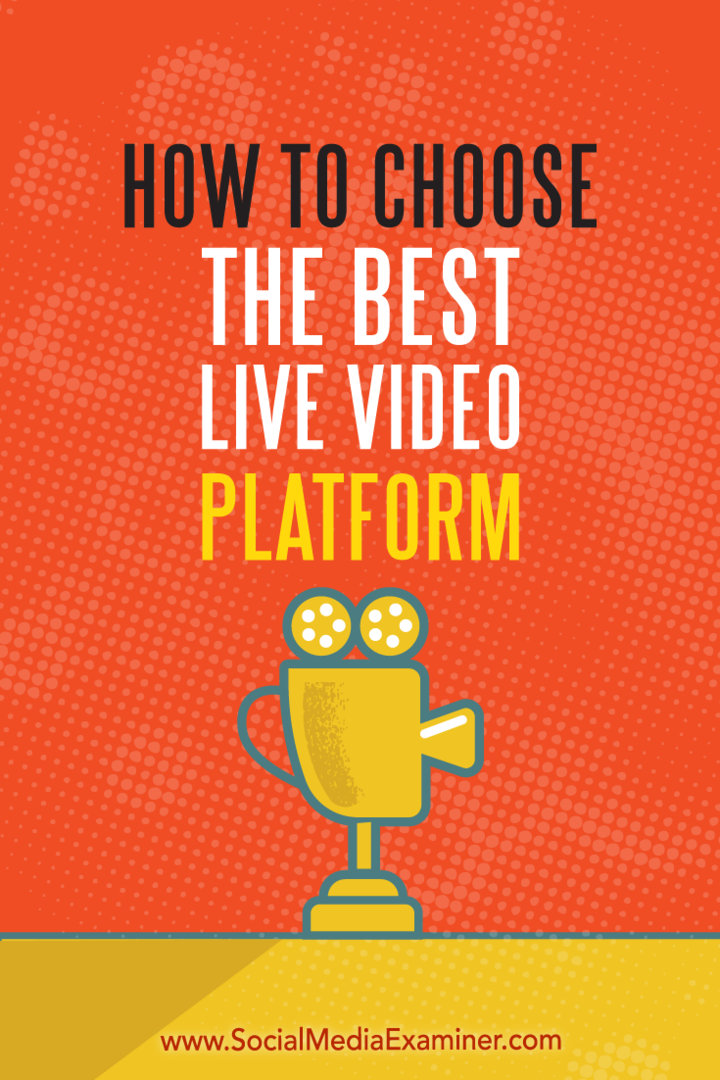 Kako izbrati najboljšo platformo za video v živo Joela Commja na Social Media Examiner.
