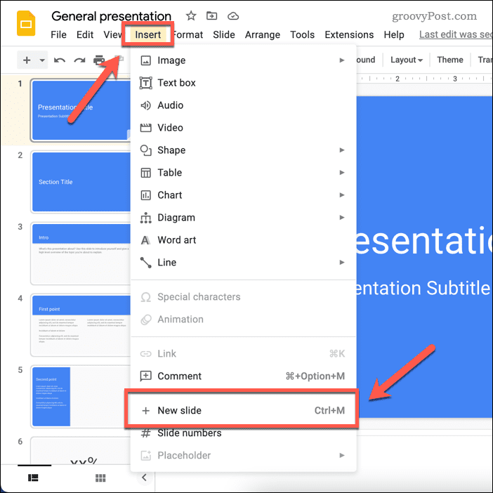 Ustvarite nov diapozitiv v Google Diapozitivih