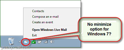 Cómo ocultar Windows Live Mail como un icono de bandeja de sistema minimizado en Windows 7