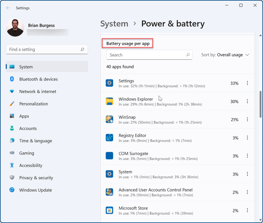 preverite preostali čas baterije v sistemu Windows 11