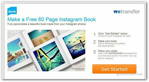 WeTransfer ponuja brezplačno Instagram knjigo na 60 strani