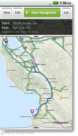 Mapquest za navigacijo po aplikacijah za Android