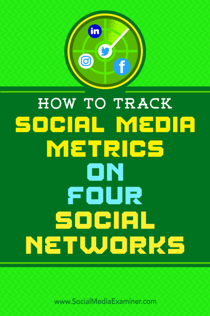 Kako slediti meritvam socialnih medijev na štirih socialnih omrežjih: Social Media Examiner