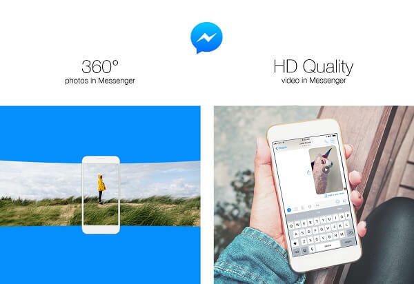Facebook je v Messengerju predstavil možnost pošiljanja 360-stopinjskih fotografij in skupne rabe videoposnetkov visoke ločljivosti.
