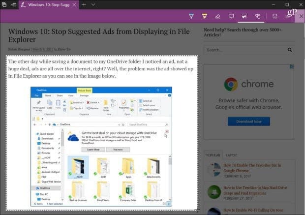Kako deliti spletno vsebino s programom Microsoft Edge v sistemu Windows 10