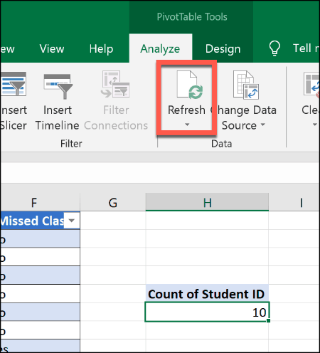 Osvežitev vrtilne tabele v Excelu