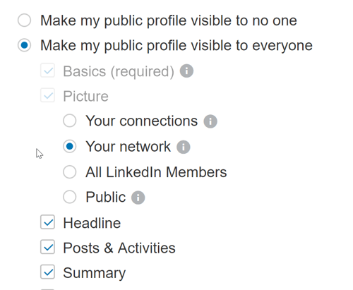 Prepričajte se, da nastavitve vašega profila LinkedIn omogočajo vsem, da vidijo vaše javne objave.