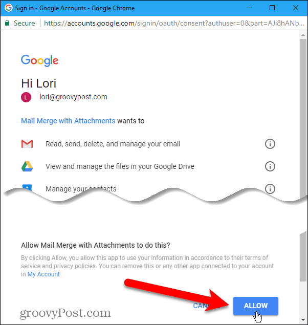 Dovoli dostop do Gmail računa