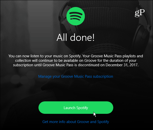 5. Premakni končano lansiranje Spotify