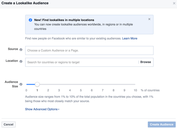Facebook Ads Manager vam omogoča ustvarjanje podobnega občinstva, ki je podobno občinstvu, ki je že sodelovalo z vašim podjetjem.