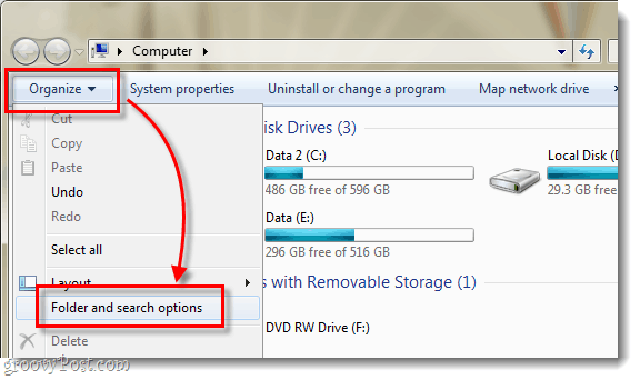 Windows 7 Explorer organizirati in starejše in možnosti iskanja