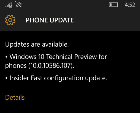 Windows 10 mobile posodobiti nov notranji prstan