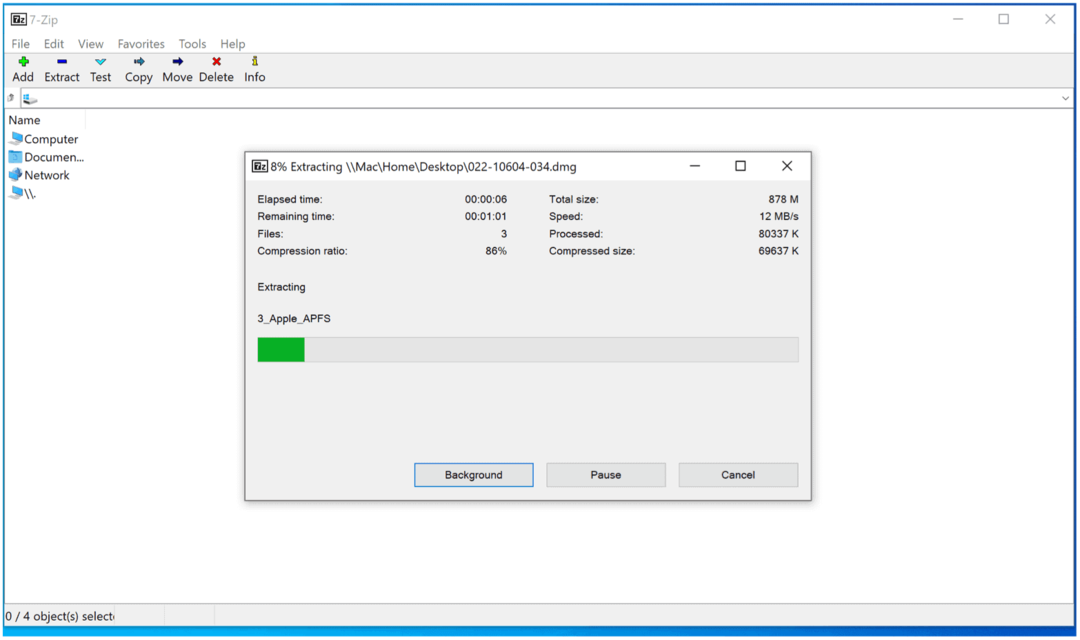 Datoteke DMG v sistemu Windows 10 Izvleček DMG 